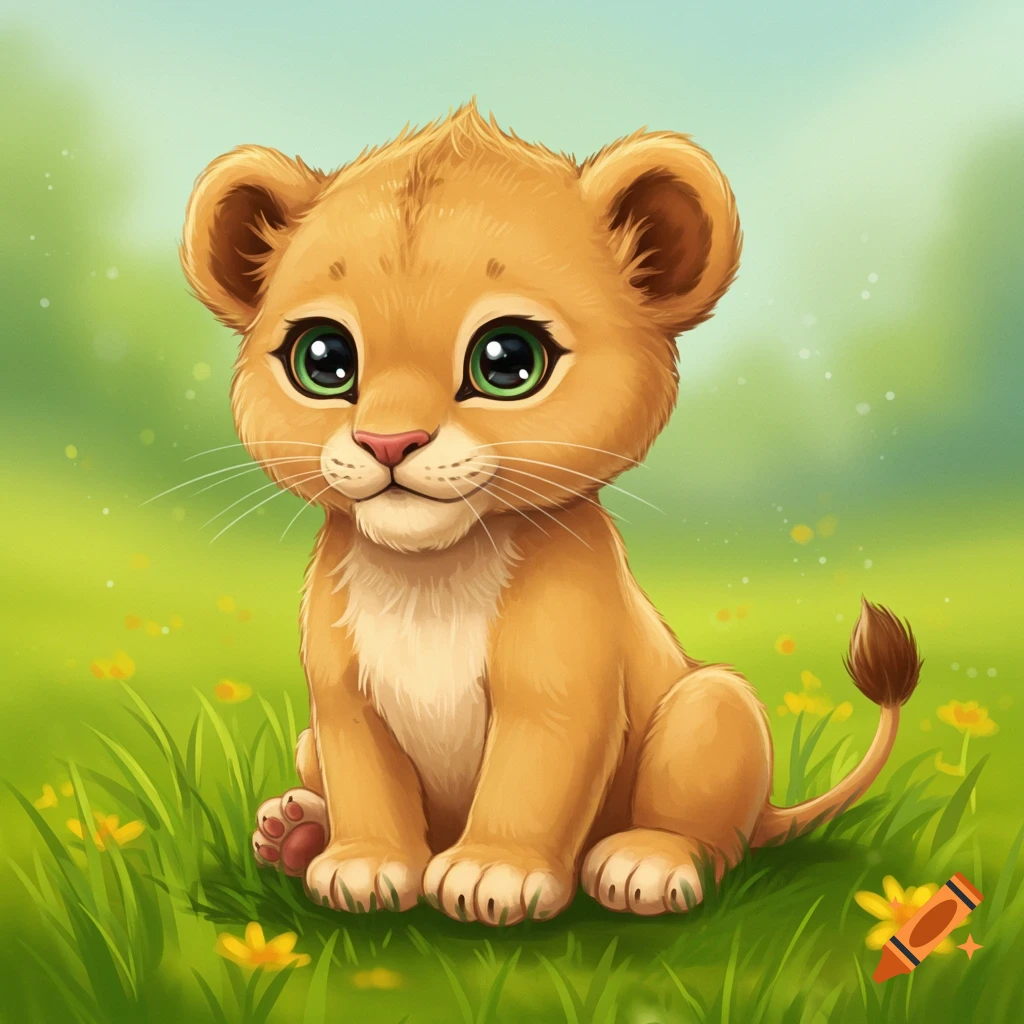 Cute Lion Cub Cartoon