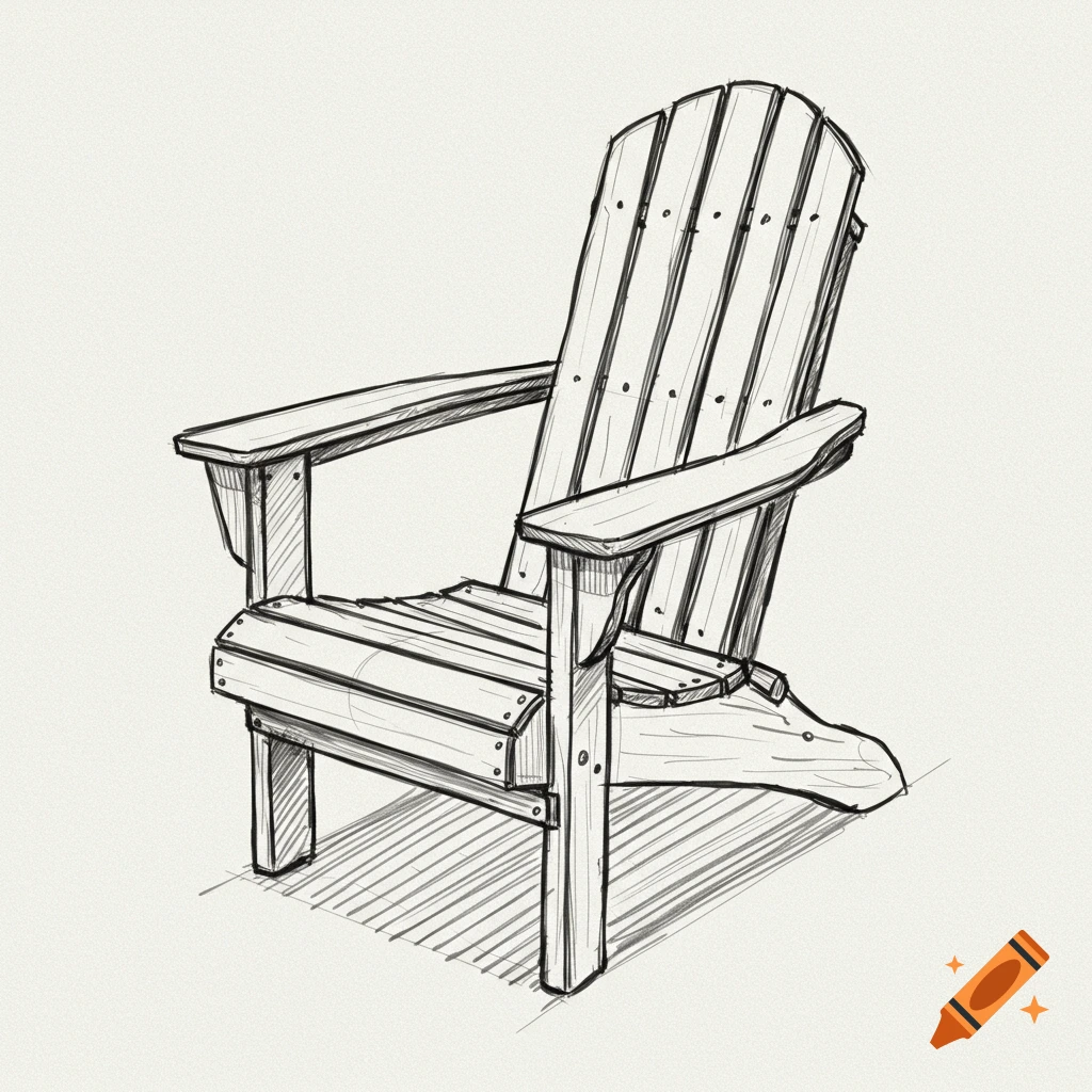 Sketch of a rough Adirondack chair