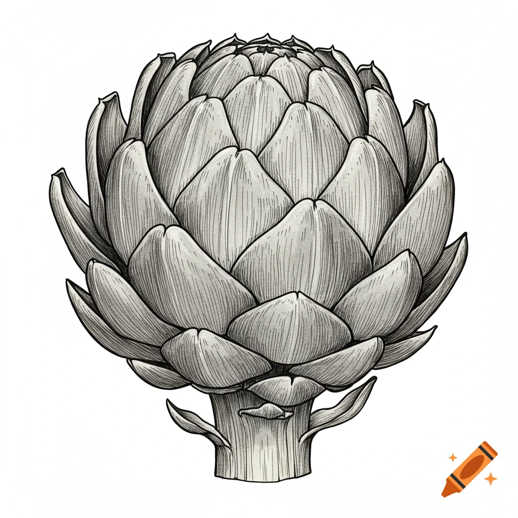 Line drawing of an artichoke