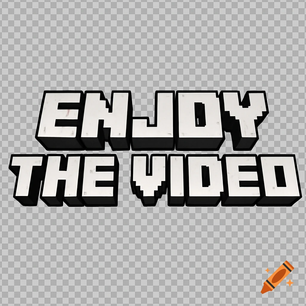 3D text in a blocky, Minecraft-style font says 'ENJOY THE VIDEO' against a transparent background.