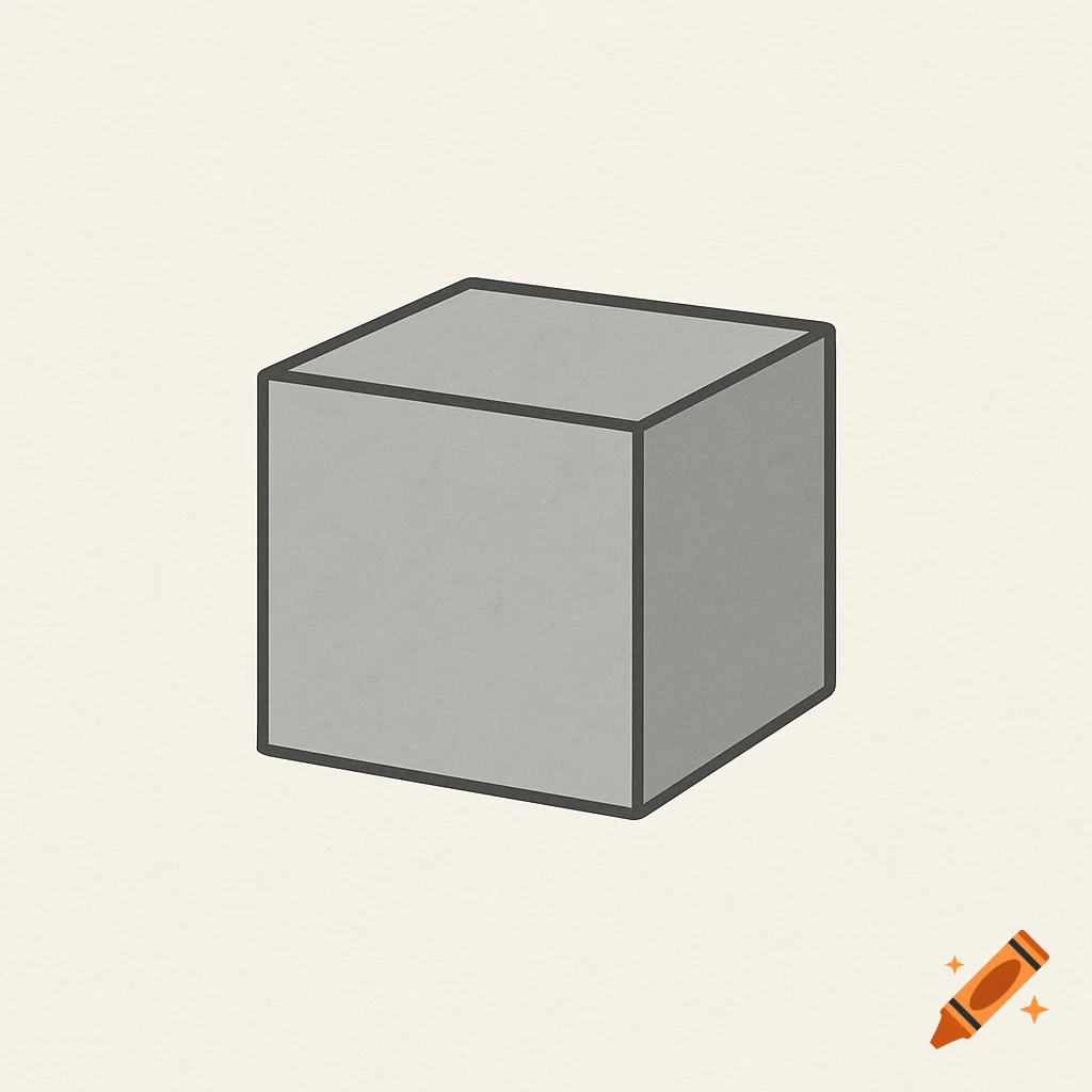 A simple grey cube with black outlines.