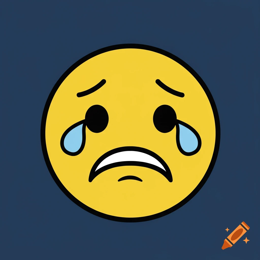 A yellow sad emoji with tears