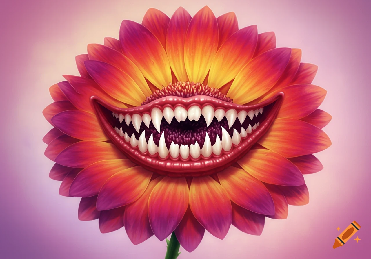 A creepy flower with sharp teeth