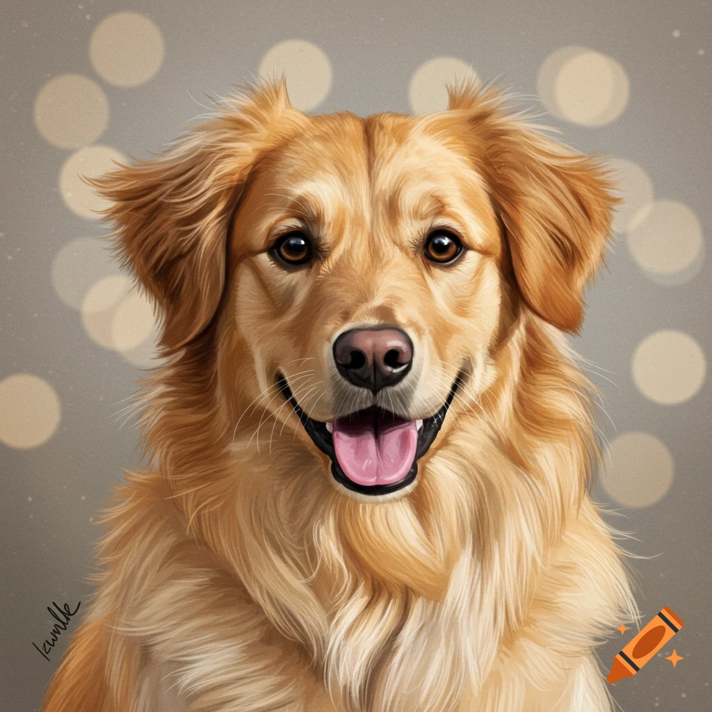 Portrait of a happy golden retriever dog with a bokeh background