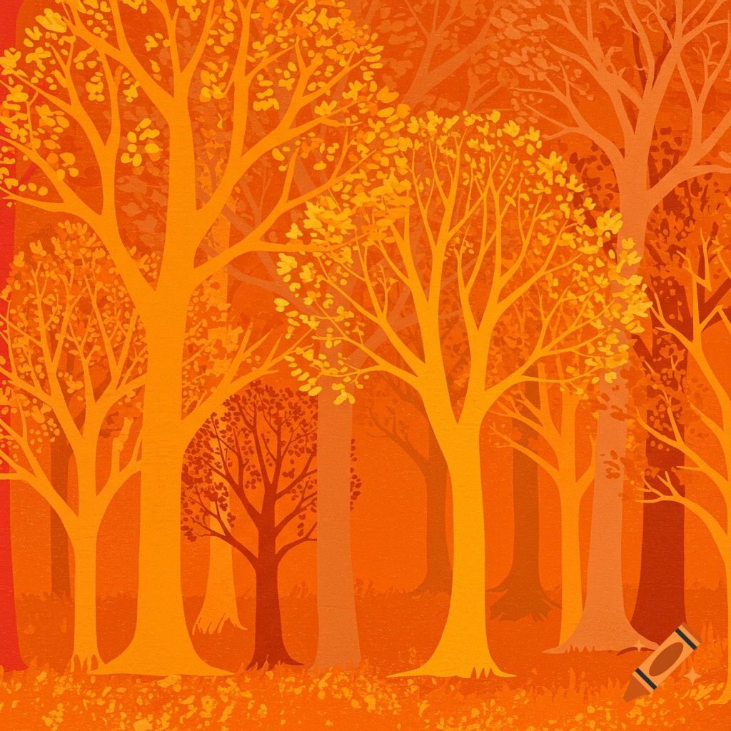 An orange autumn forest pattern.