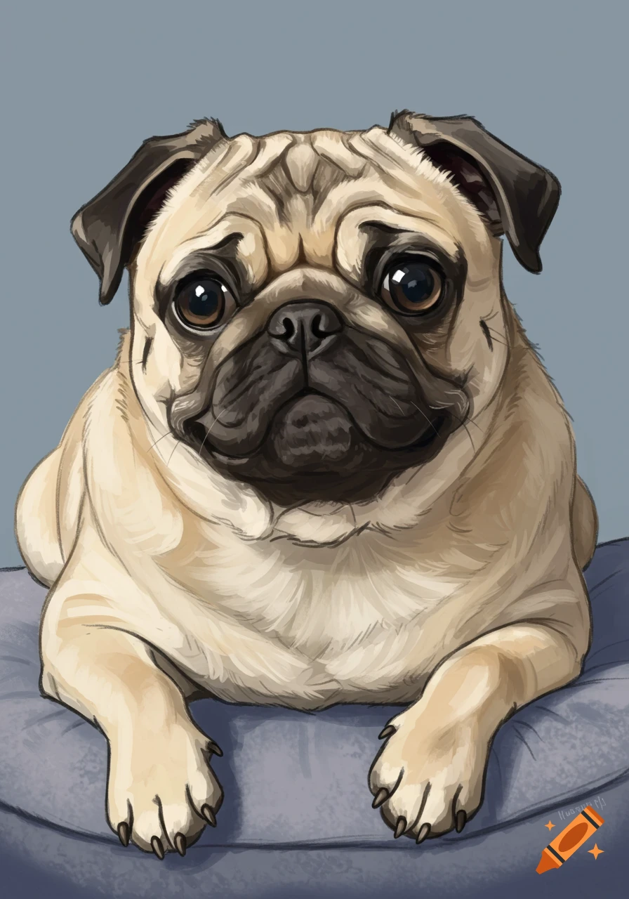 A pug dog lying down