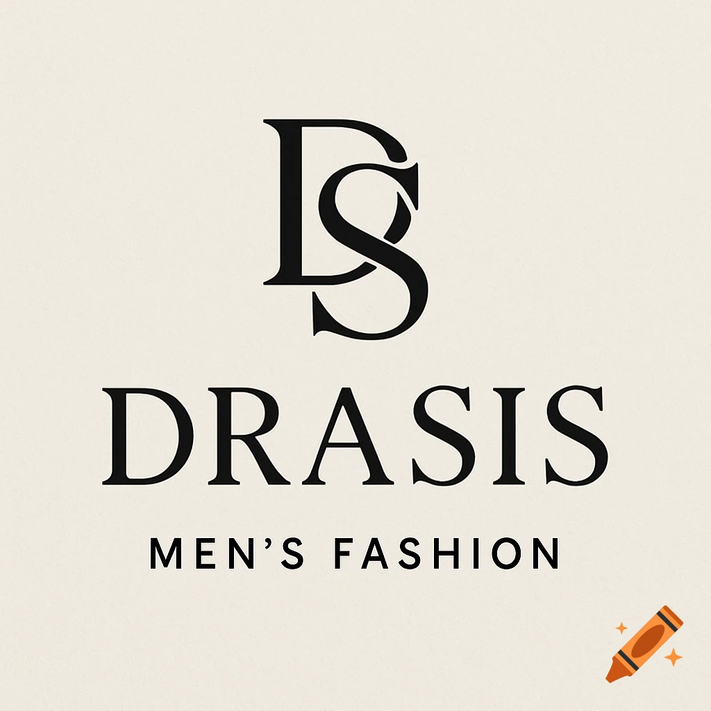 Black DS monogram logo above DRASIS MEN'S FASHION text on a light background.