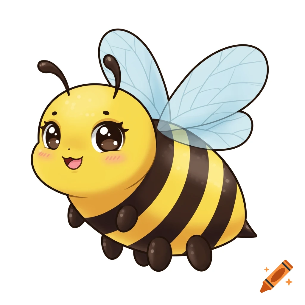 Chibi style bee clipart with large eyes
