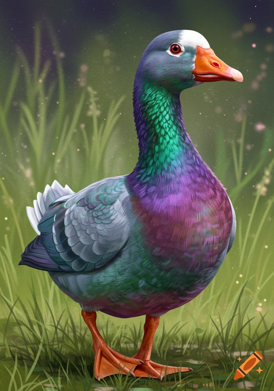 Bird with iridescent feathers in tall grass.