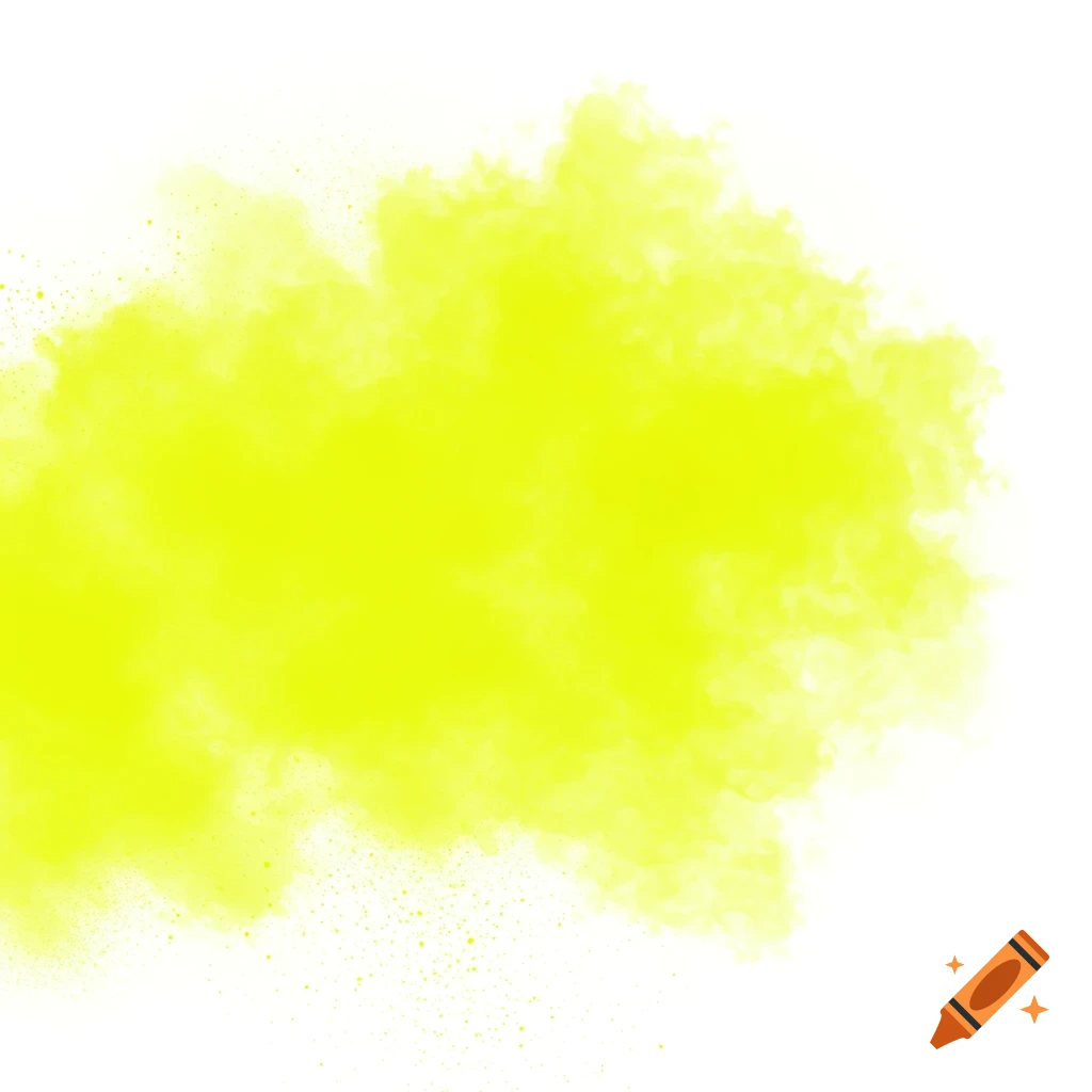 A vivid neon yellow dust cloud against a white background.