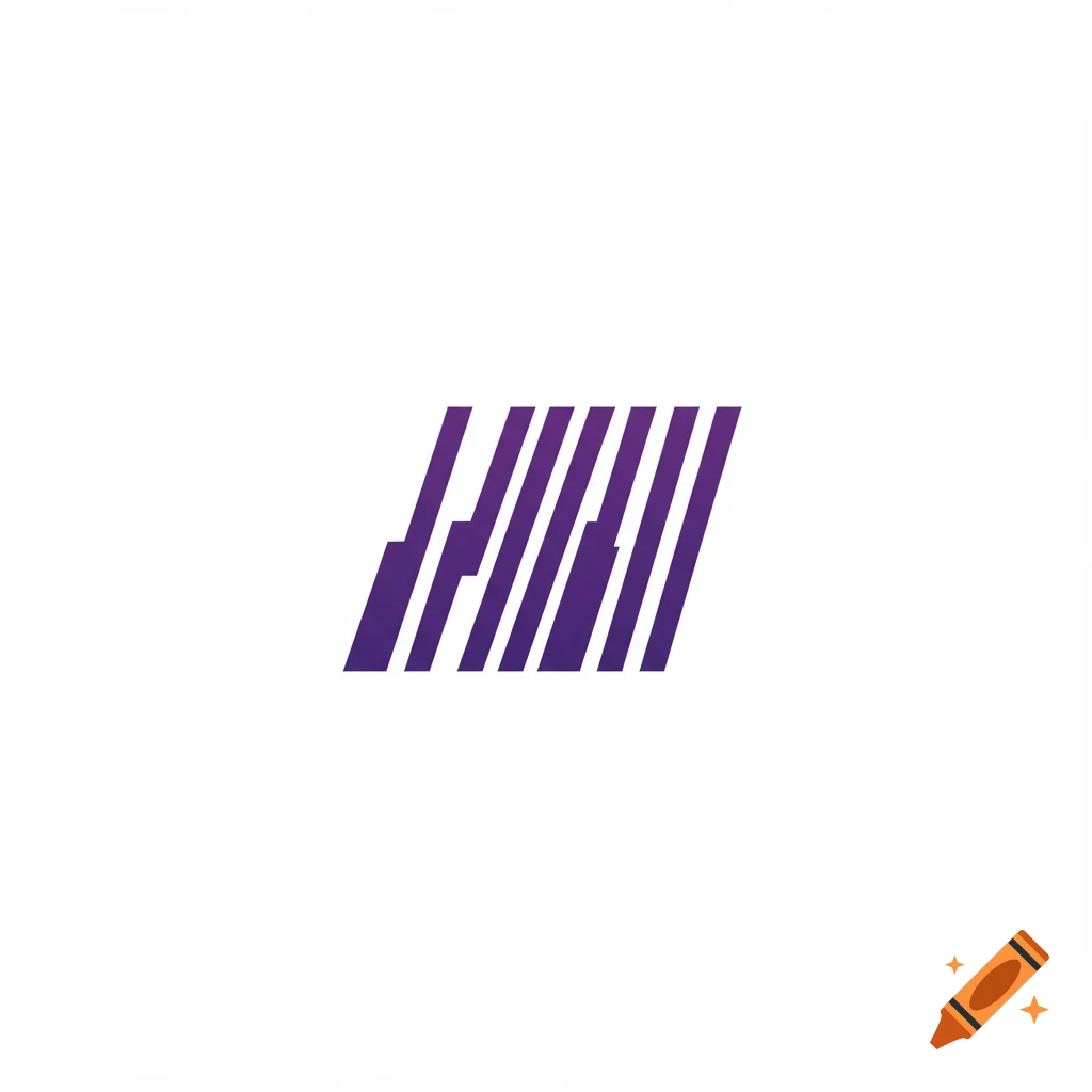 Abstract purple sports symbol with vertical lines on a white background.