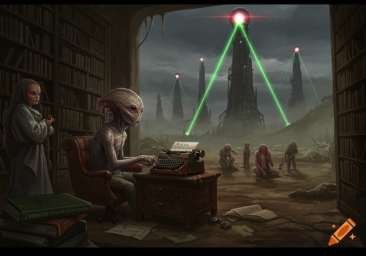 Painting of blue aliens in ancient Egypt with pyramids and a UFO. on ...