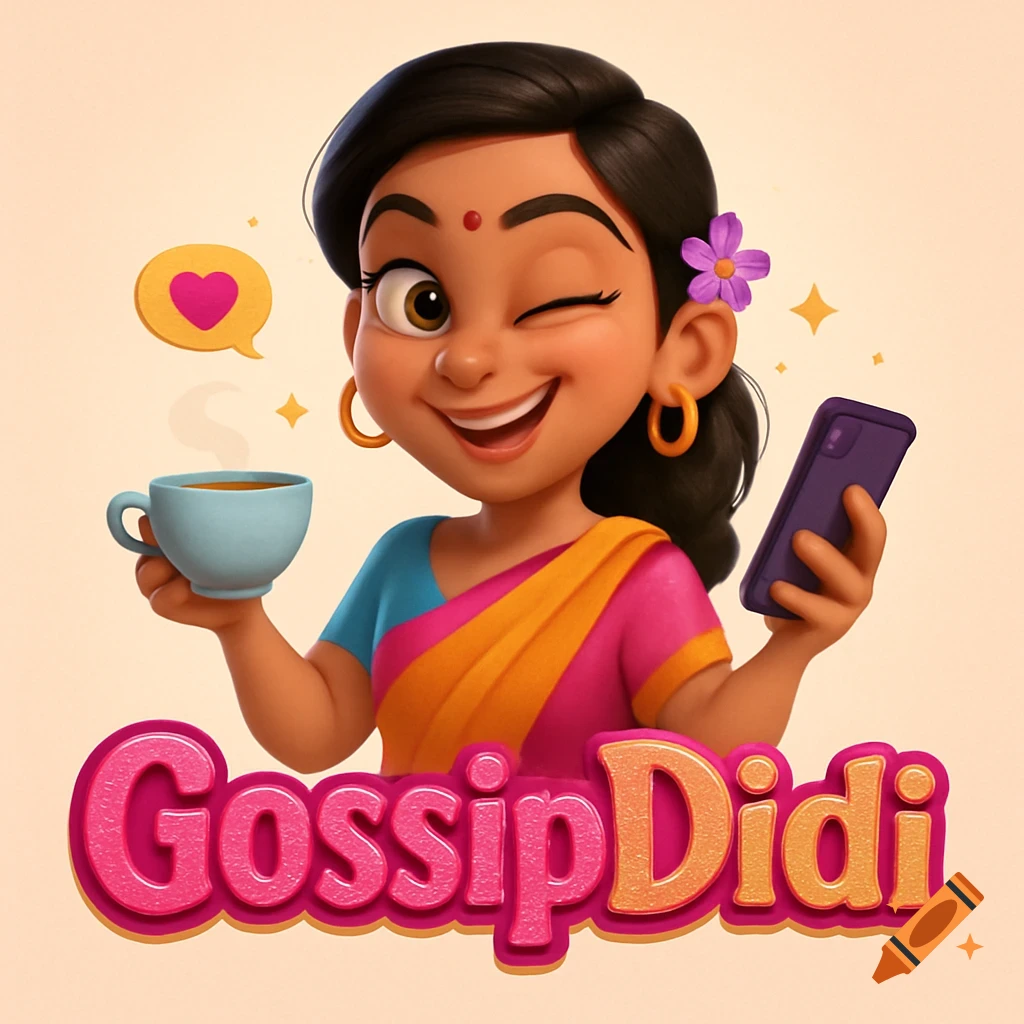 Cartoon character winks while holding a coffee cup and phone, with 'GossipDidi' logo.