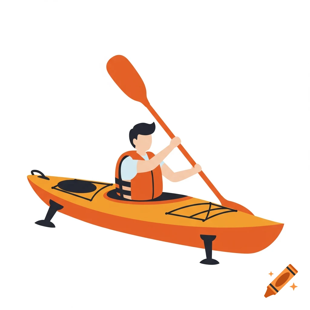 Simple illustration of a person kayaking