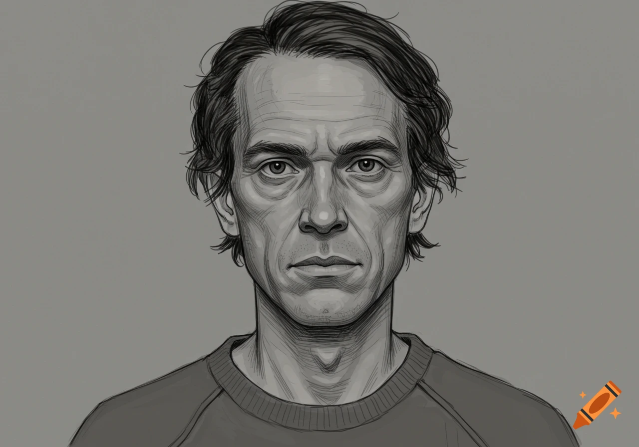 A sketch portrait of a man.
