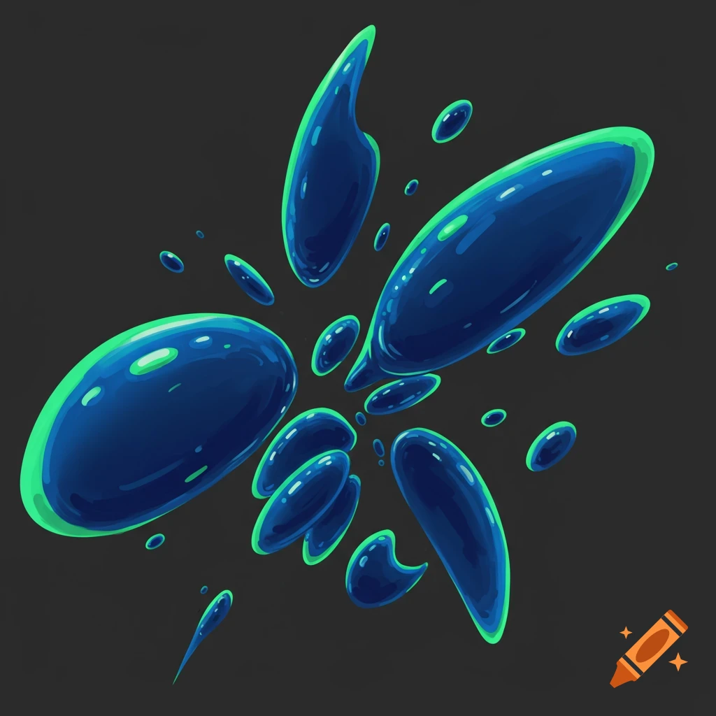 Abstract image of floating blue and green futuristic shapes.