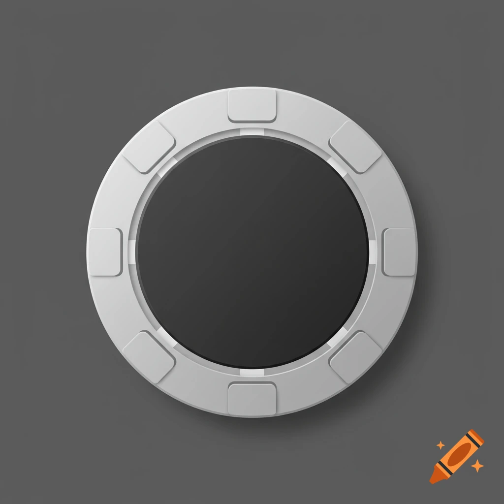 A flat digital design of an empty gray poker chip on a dark gray background.