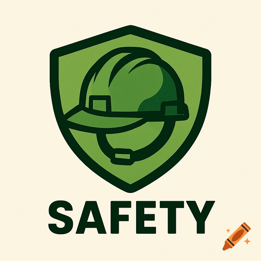 Green safety shield logo with a hard hat and the word SAFETY.