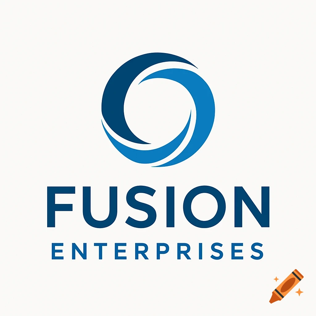 Logo for Fusion Enterprises with a blue circular graphic.