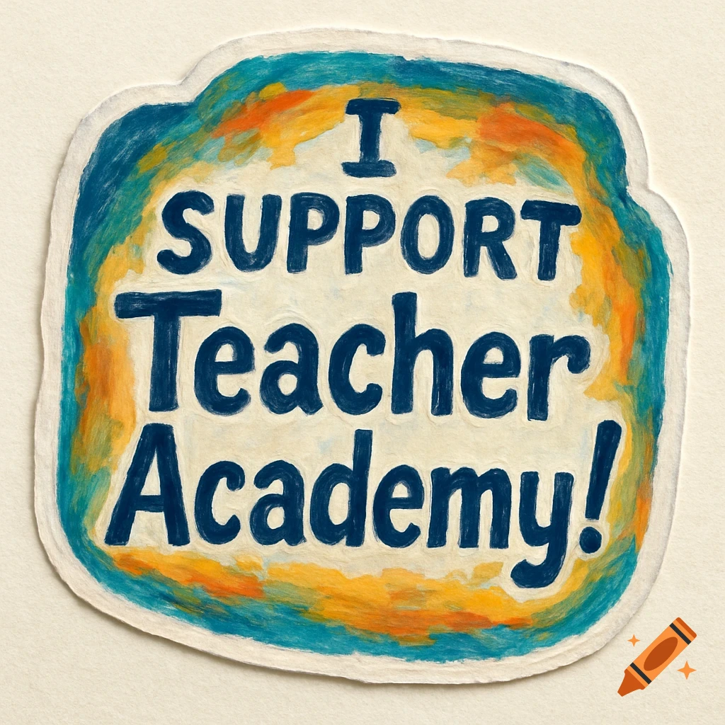 Sticker that says "I Support Teacher Academy!".