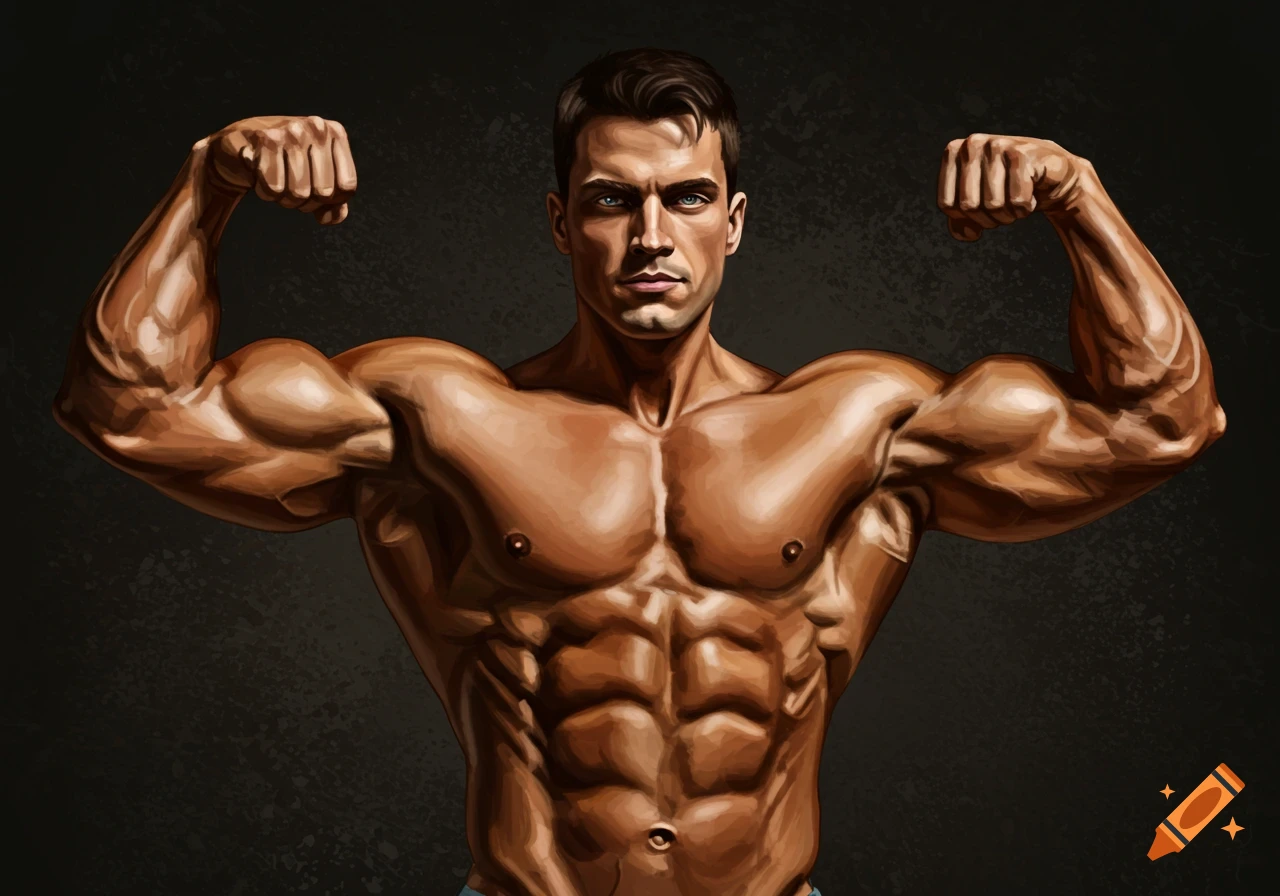 A muscular man flexing his biceps.