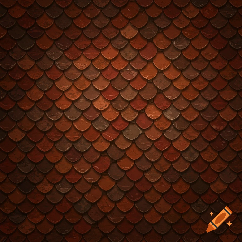 Seamless texture of reddish-brown roof tiles or scales