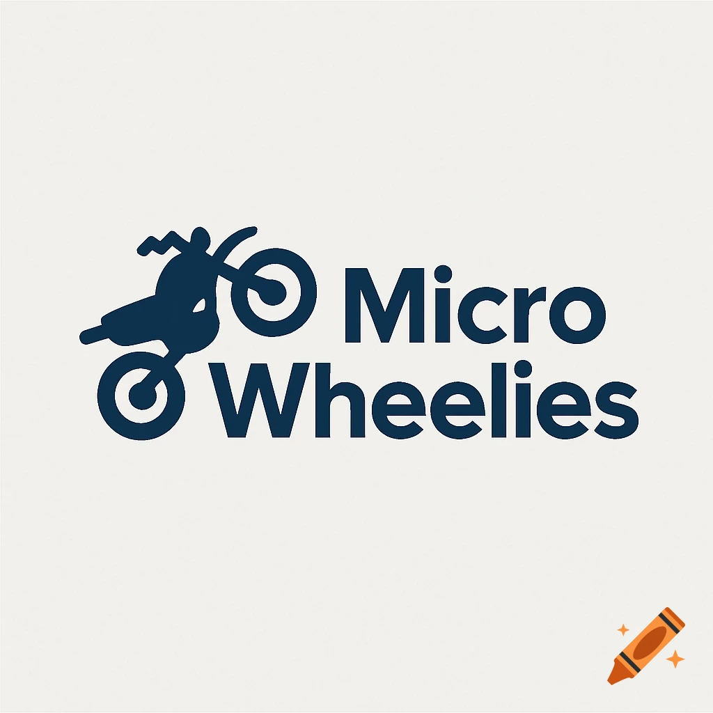 Logo for Micro Wheelies featuring a silhouette of a person doing a wheelie on a motorcycle.