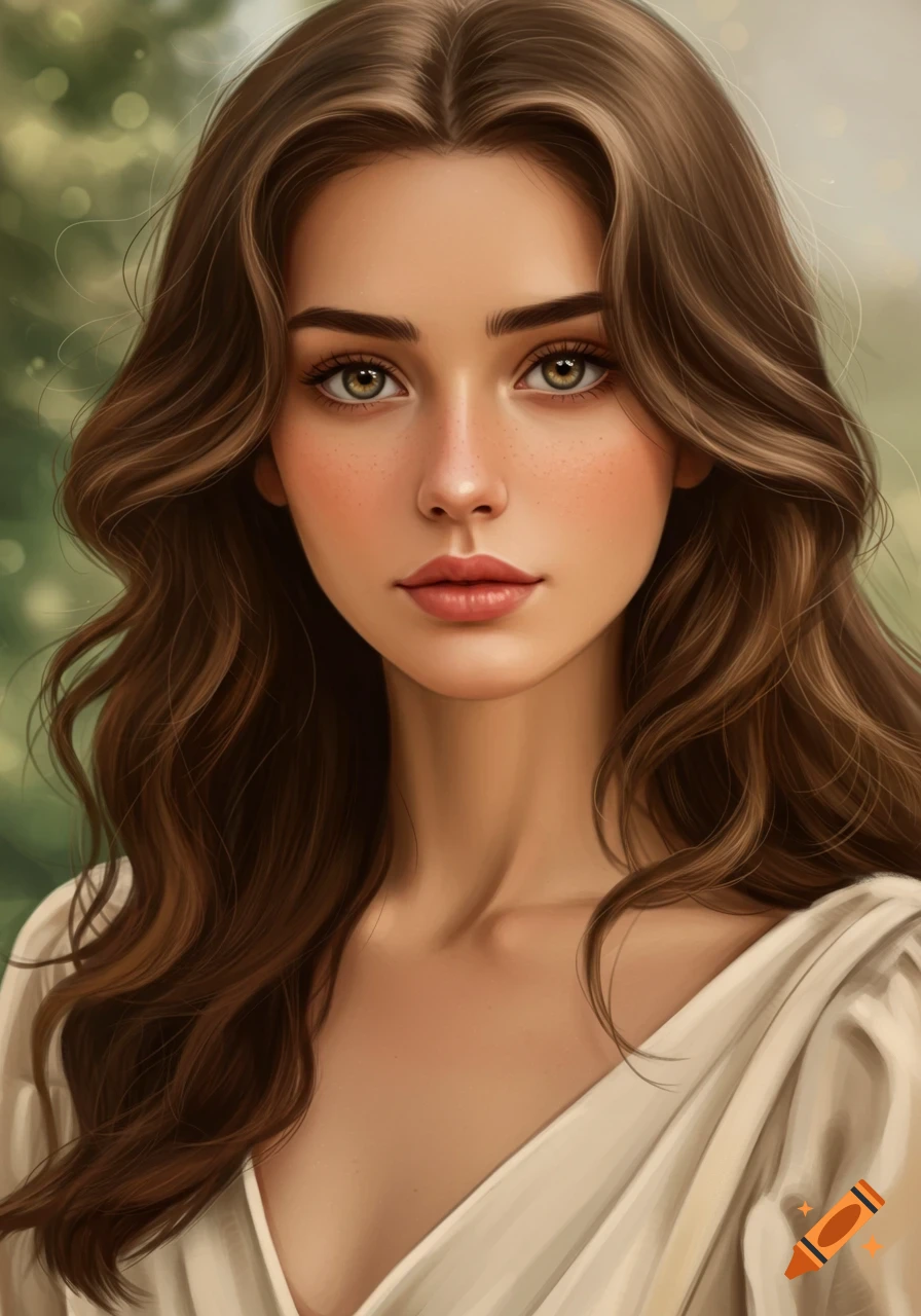 A woman with brown hair and hazel eyes