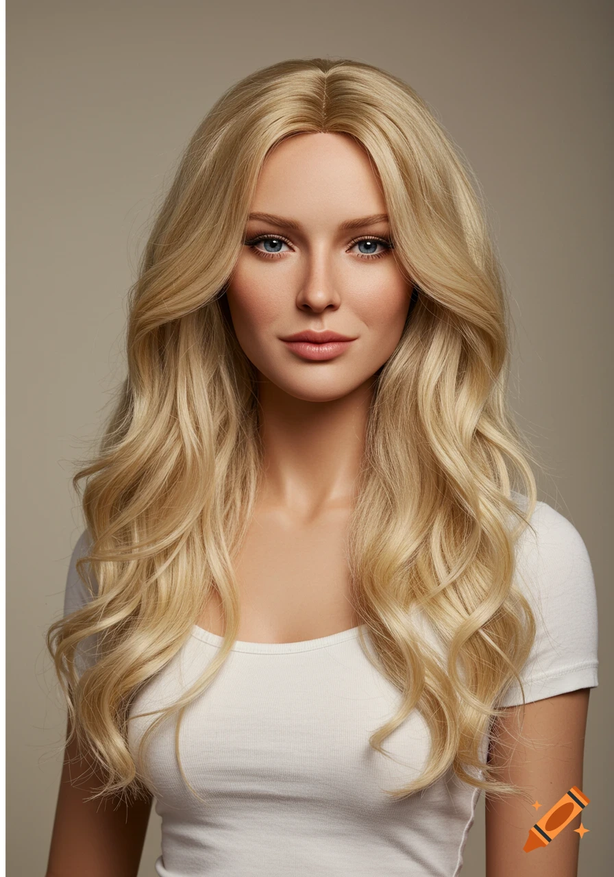 Photorealistic studio portrait of a blonde woman