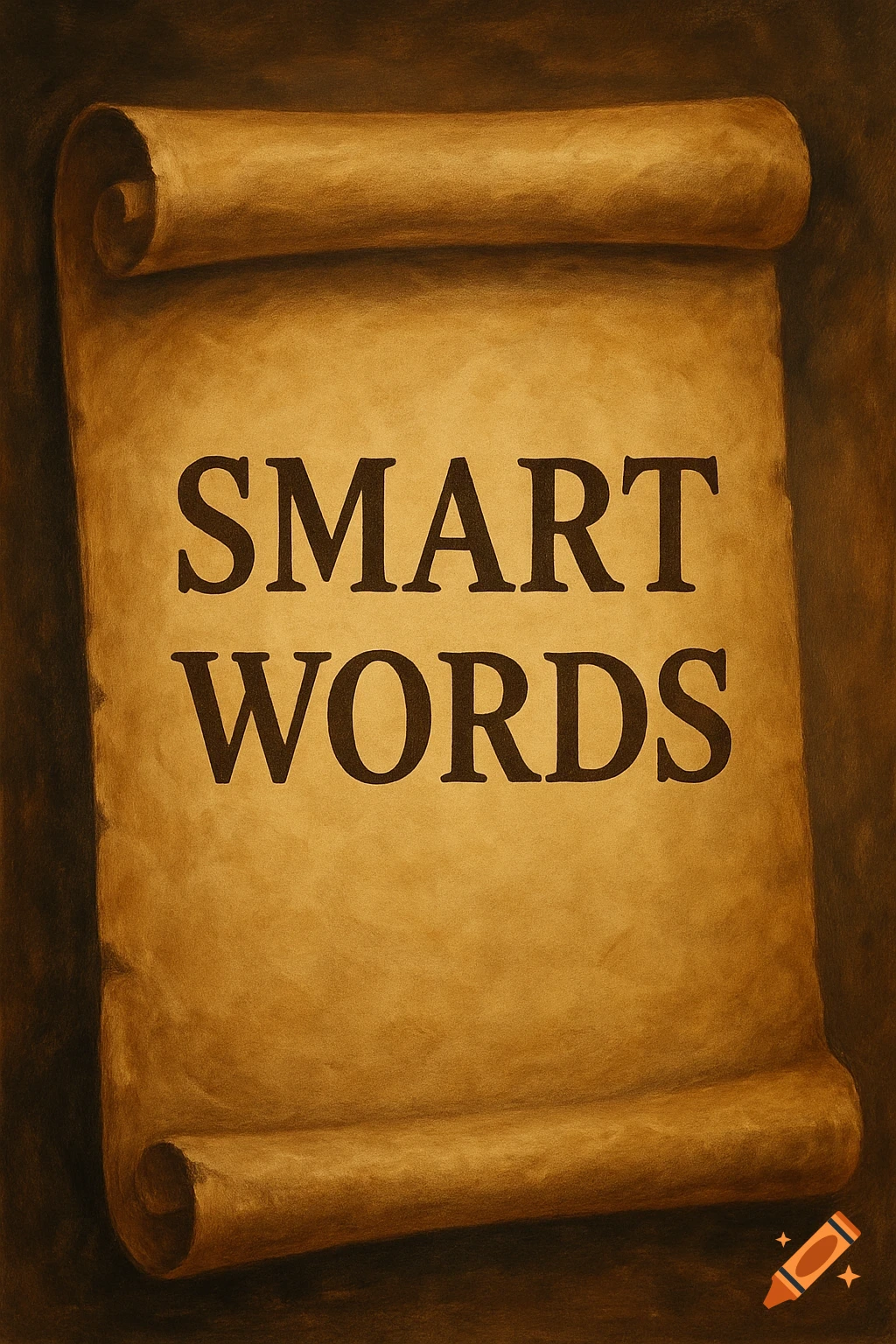 An old scroll with the words "SMART WORDS" written on it.