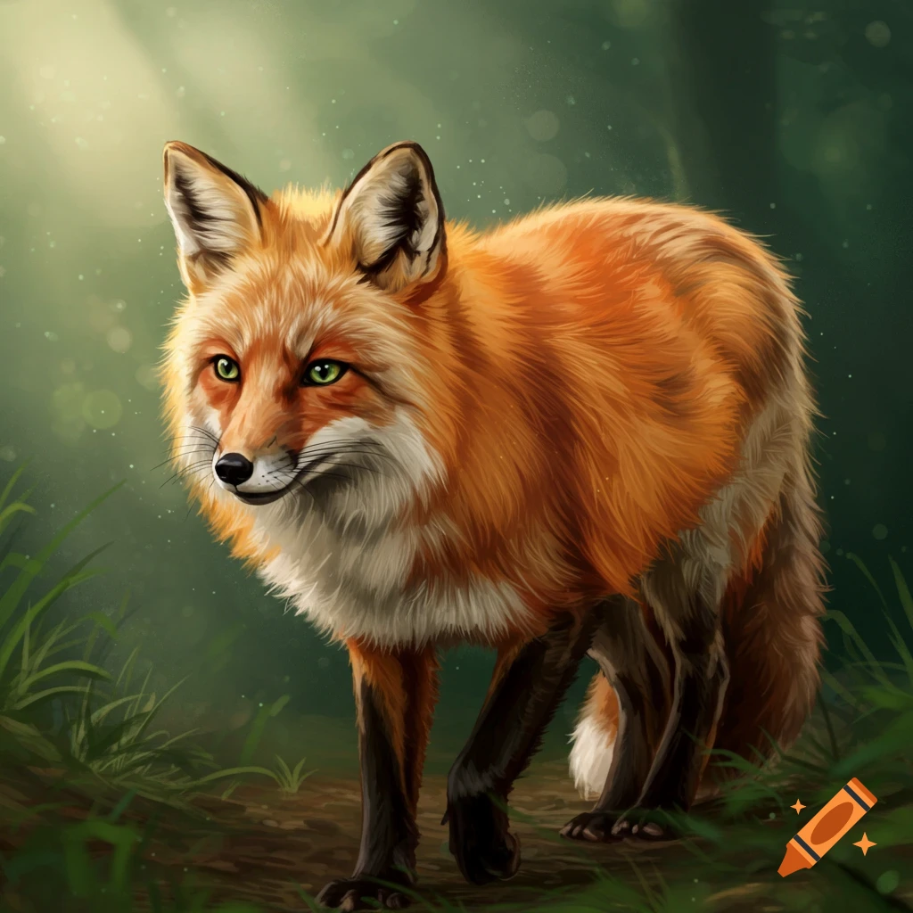 A fox stands on a forest path.