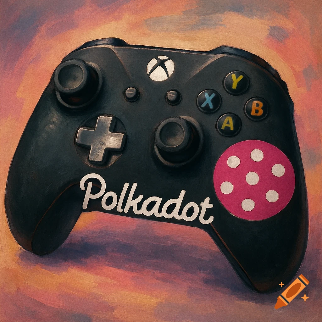An Xbox controller with Polkadot branding