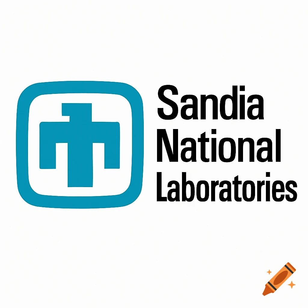 Logo for Sandia National Laboratories, featuring a blue symbol and black text.