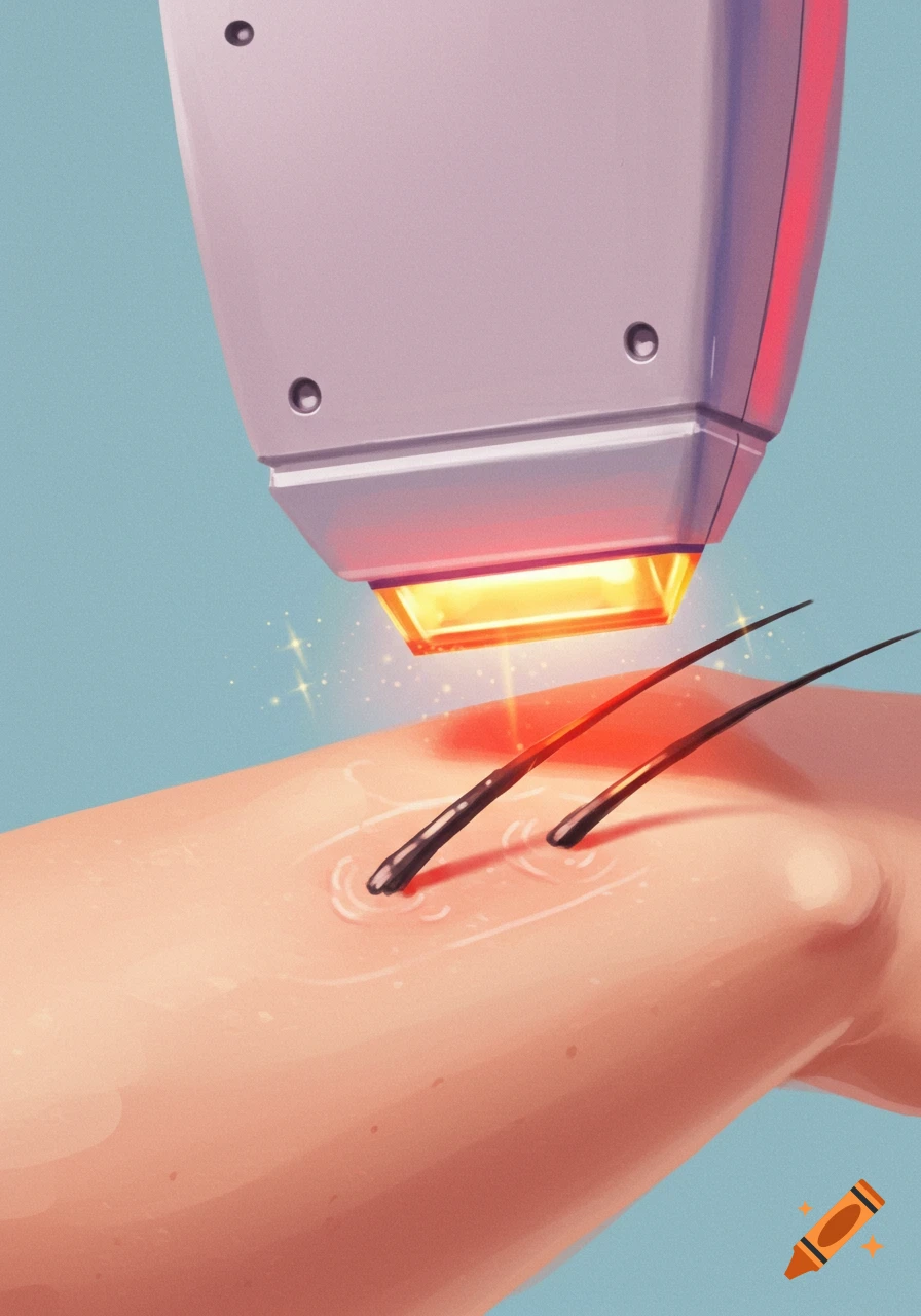 An image showing laser hair removal on skin.