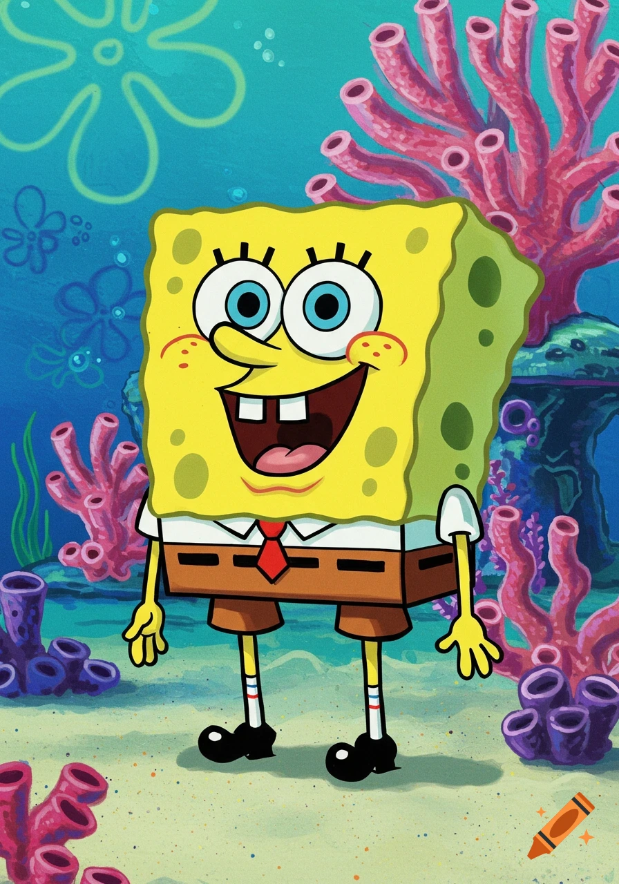 Spongebob Squarepants standing underwater
