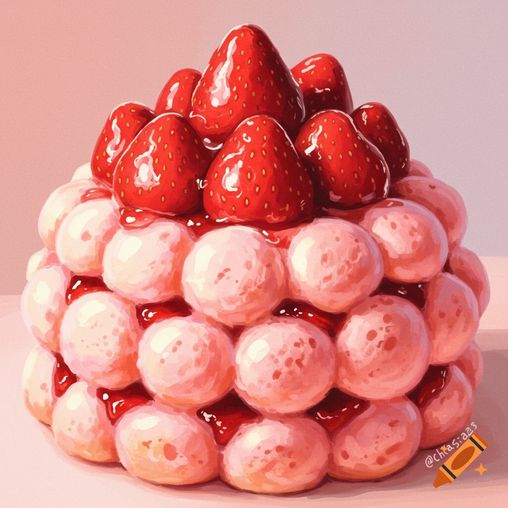 A strawberry bubble cake