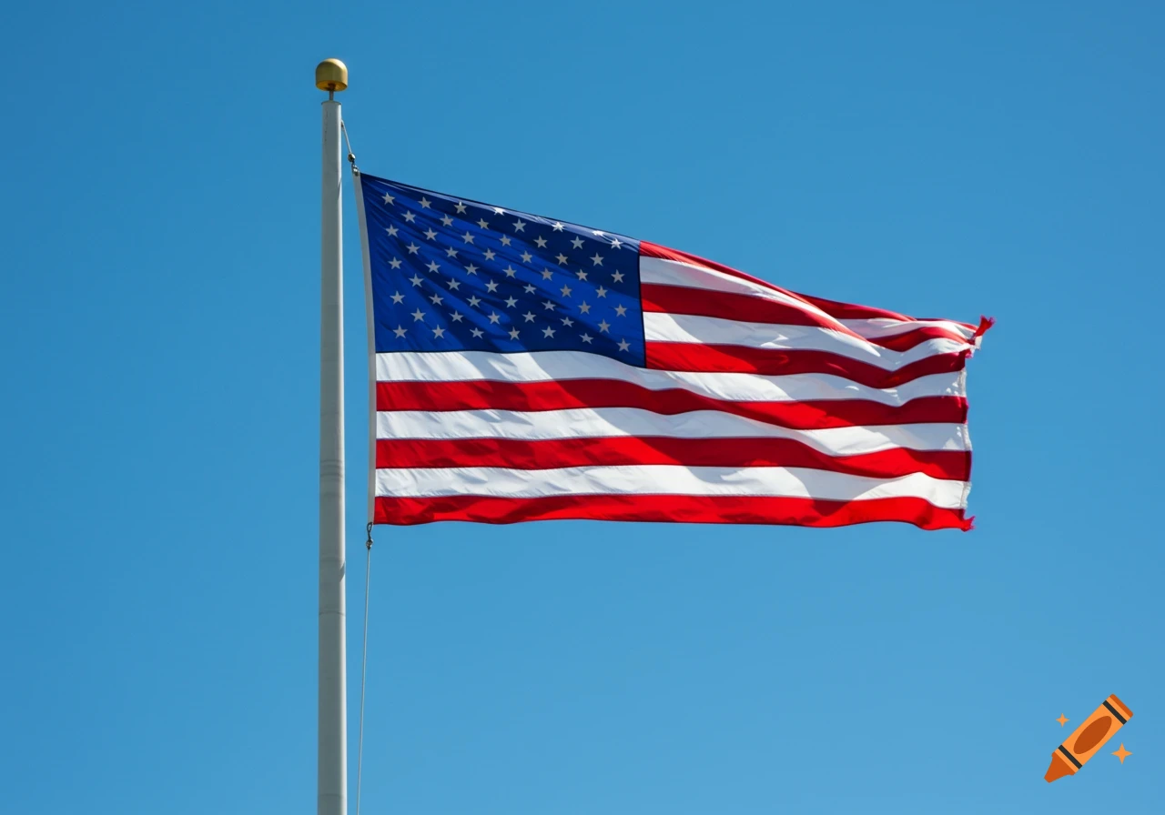 US flag flying on a pole against a clear blue sky
