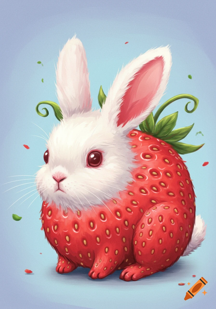 A cute rabbit with a strawberry body