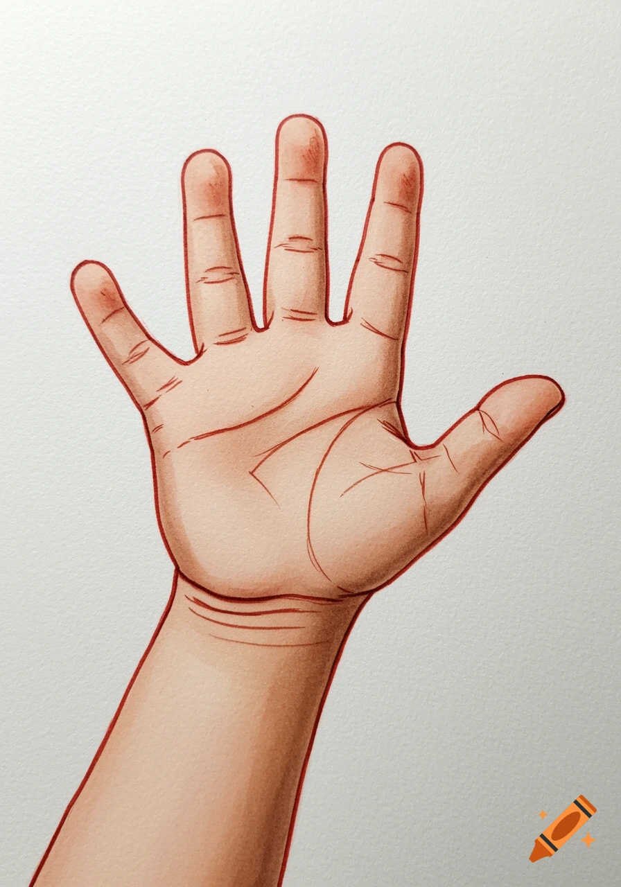Illustration of a child's hand.