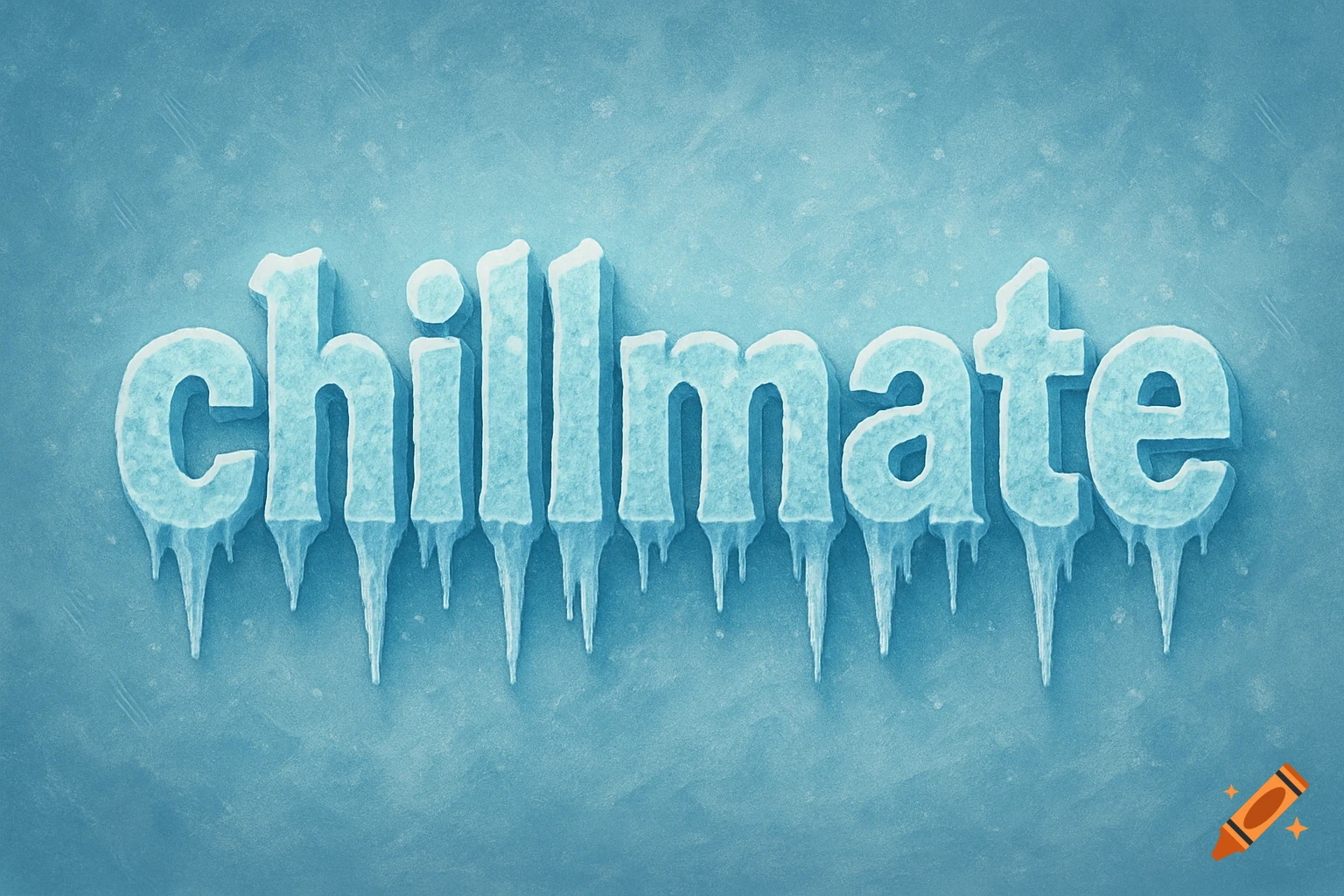 The word "chillmate" rendered in icy text with icicles dripping below, on a blue background.