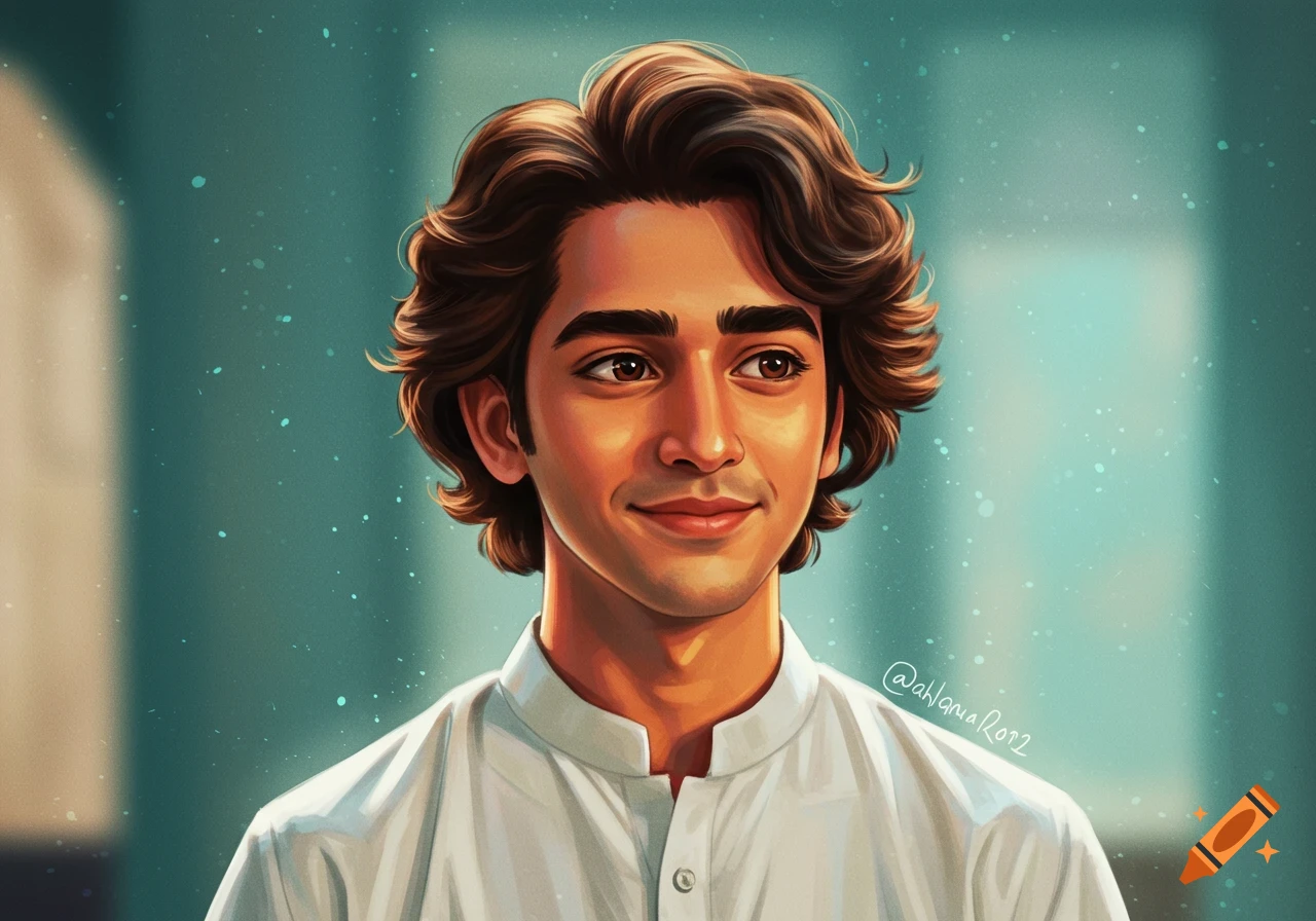 A young man with wavy brown hair, smiling.