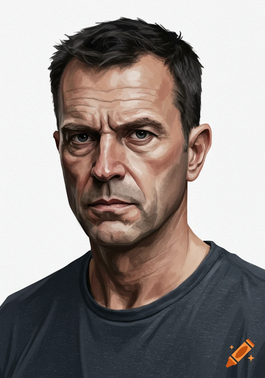 A portrait of a middle-aged man with short hair.
