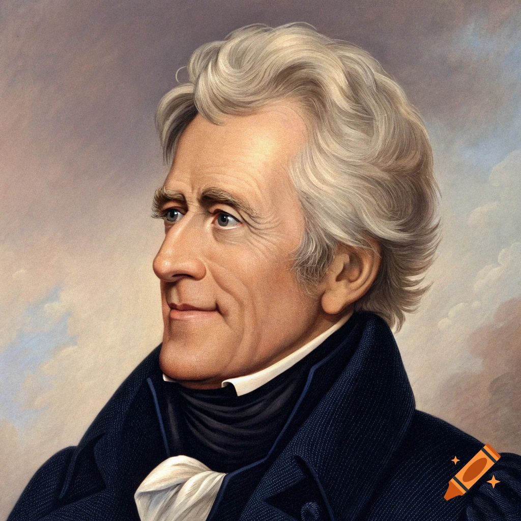 Portrait painting of Andrew Jackson smiling
