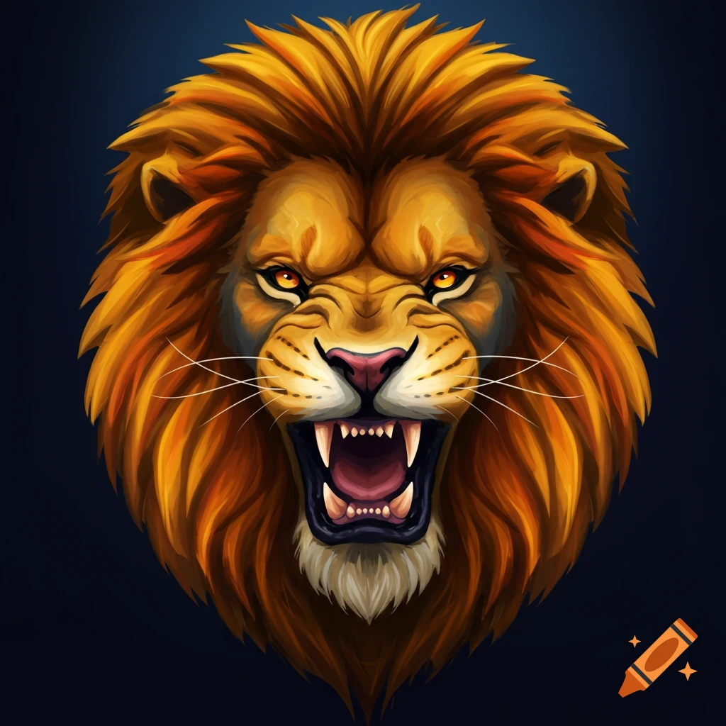 A roaring lion's head