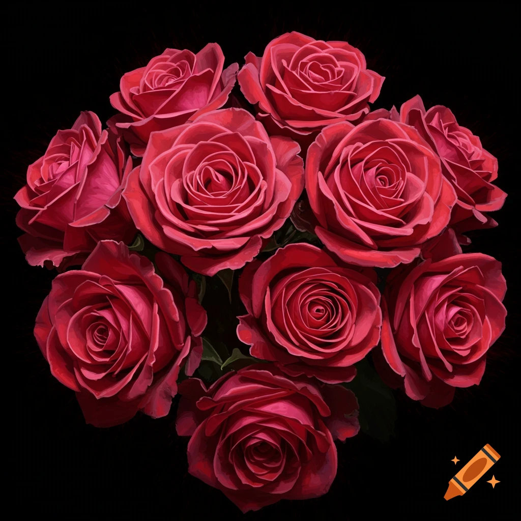 Red roses on a black background