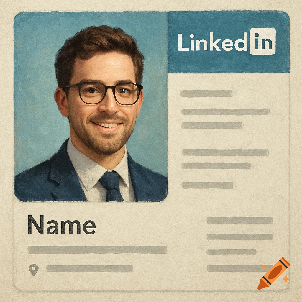A man in a suit on a LinkedIn profile layout.