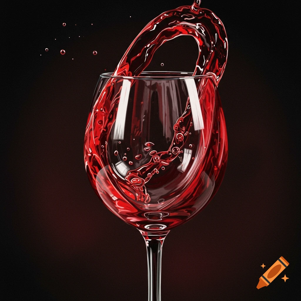 red wine splashing into a glass