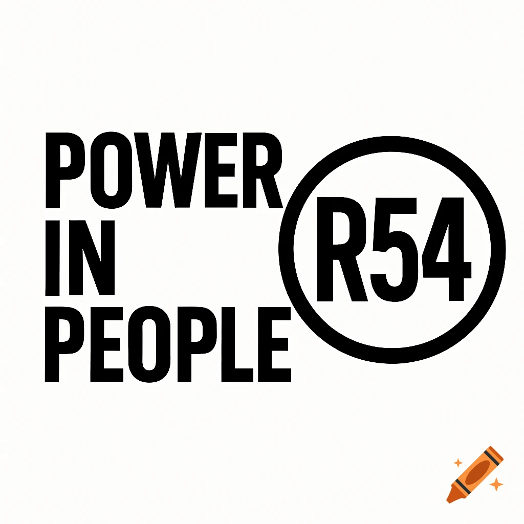 Logo with the text POWER IN PEOPLE and R54 in a circle.
