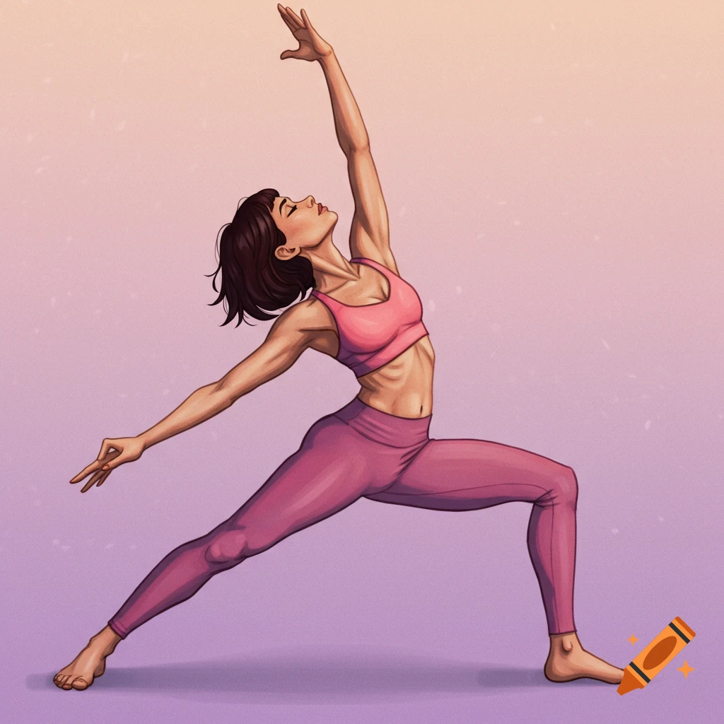 A woman with short hair doing a yoga pose.