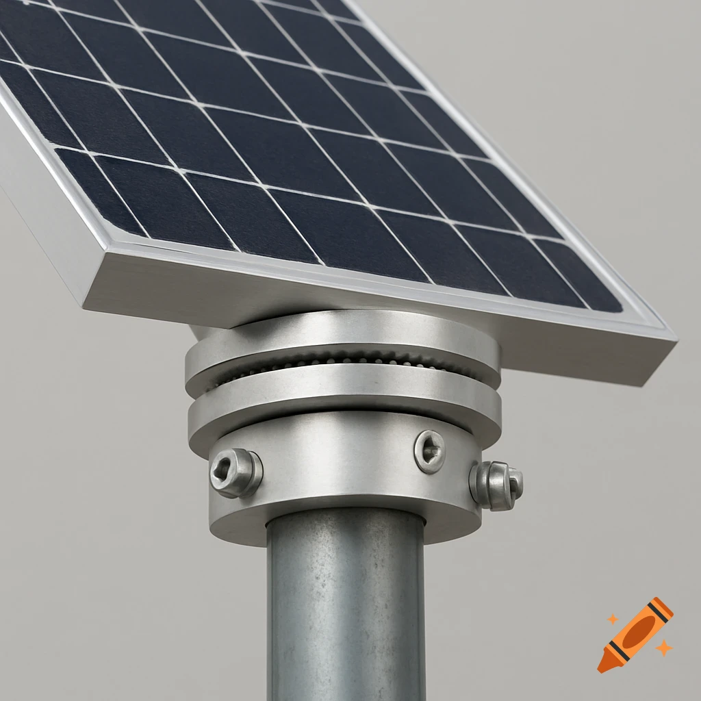 Close up view of the mounting mechanism for a solar panel.